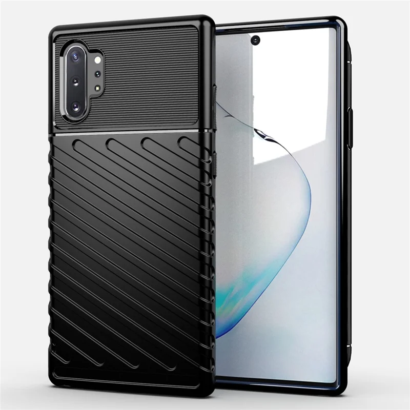 Thunder Series Twill Texture Soft TPU Phone Shell for Samsung Galaxy Note 10 Plus/Note 10 Plus 5G - Black