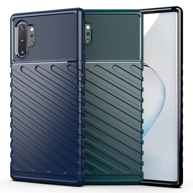 Thunder Series Twill Texture Soft TPU Phone Shell for Samsung Galaxy Note 10 Plus / Note 10 Plus 5G - Black