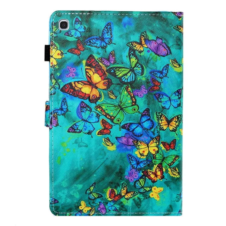 Pattern Printing Card Slots Flip Cuero Cubierta de Tableta Para Samsung Galaxy Tab A 10.1 (2019) SM-T510/T515 - Mariposas Coloridas