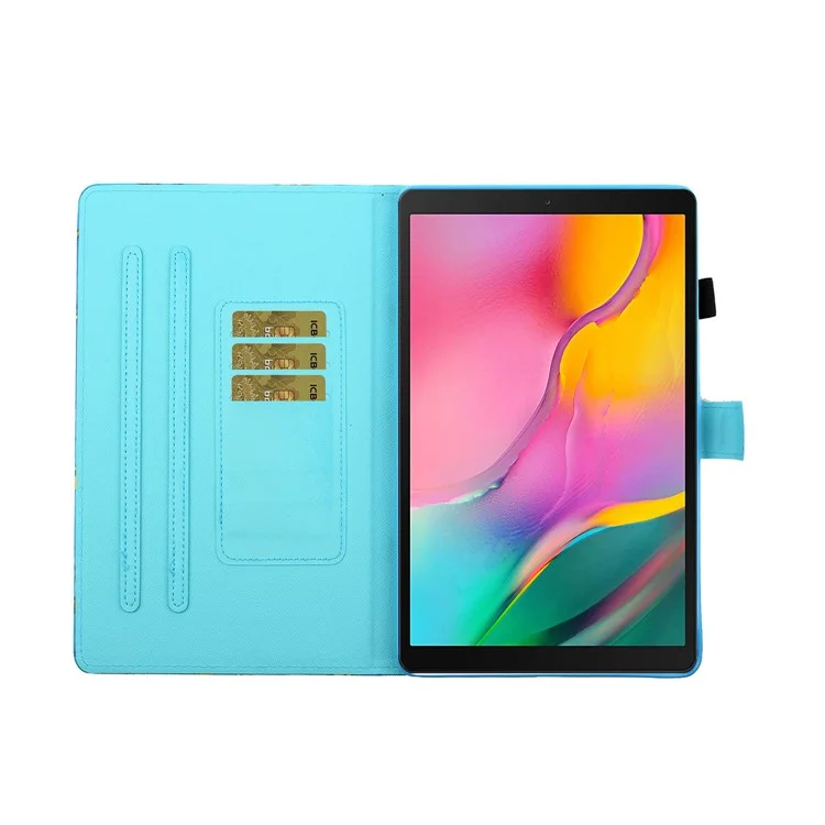 Pattern Printing Card Slots Flip Cuero Cubierta de Tableta Para Samsung Galaxy Tab A 10.1 (2019) SM-T510/T515 - Mariposas Coloridas