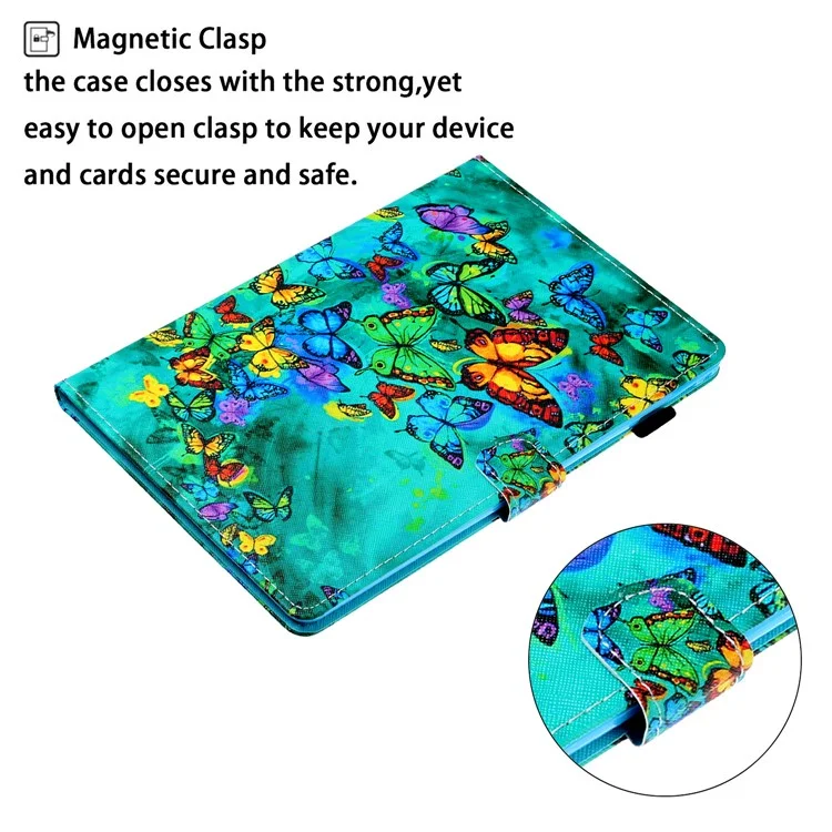 Pattern Printing Card Slots Flip Leather Tablet Cover for Samsung Galaxy Tab A 10.1 (2019) SM-T510/T515 - Colorful Butterflies