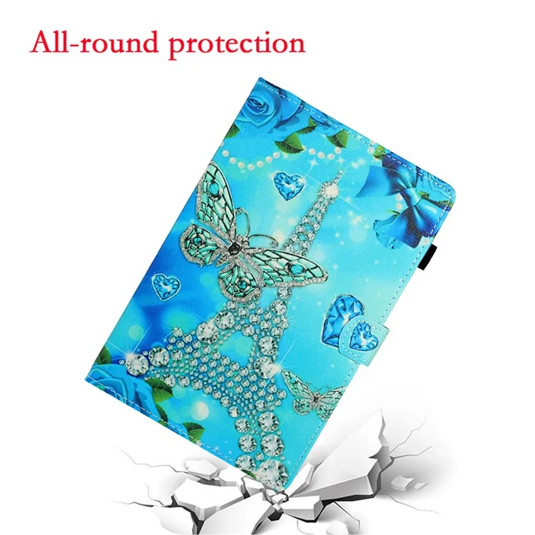 Étui de protection en cuir PU à impression de motif pour Samsung Galaxy Tab S5e SM-T720 - Tour