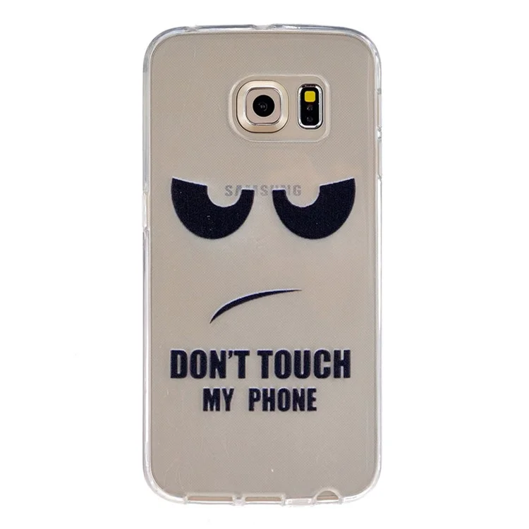 Embossment Flexible TPU Cover for Samsung Galaxy S6 Edge G925 - Do Not Touch My Phone
