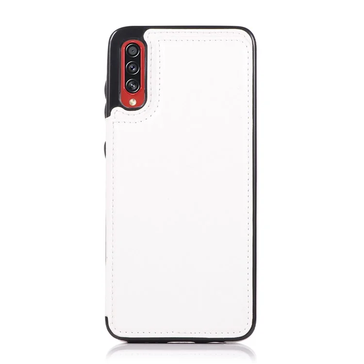 Étui de téléphone en TPU avec revêtement en cuir Crazy Horse et emplacements pour cartes avec support pour Samsung Galaxy A70s - Blanc