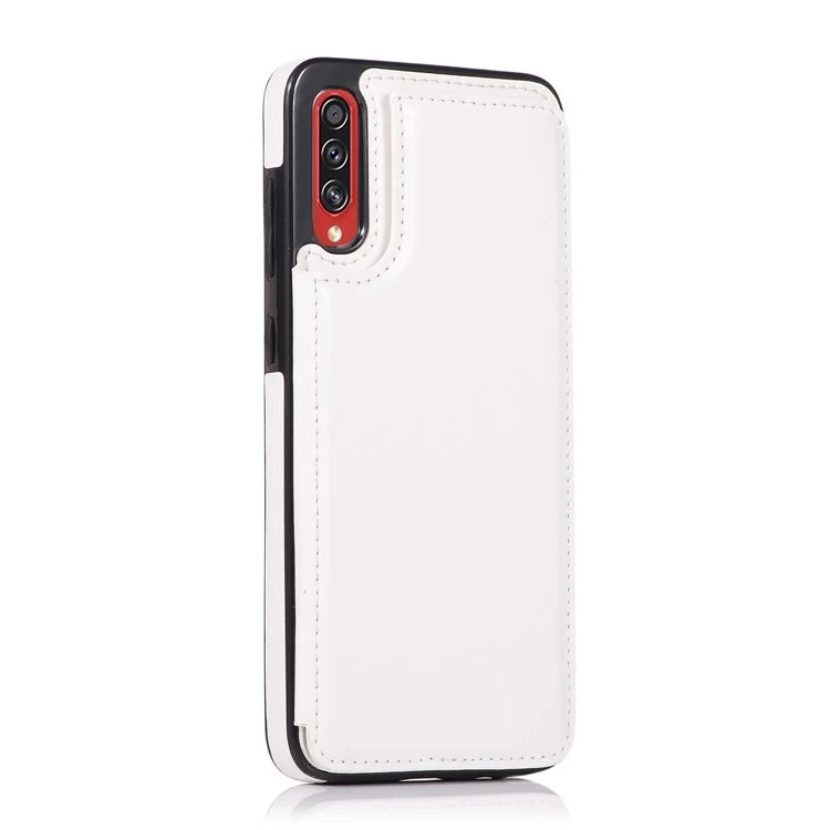 Étui de téléphone en TPU avec revêtement en cuir Crazy Horse et emplacements pour cartes avec support pour Samsung Galaxy A70s - Blanc