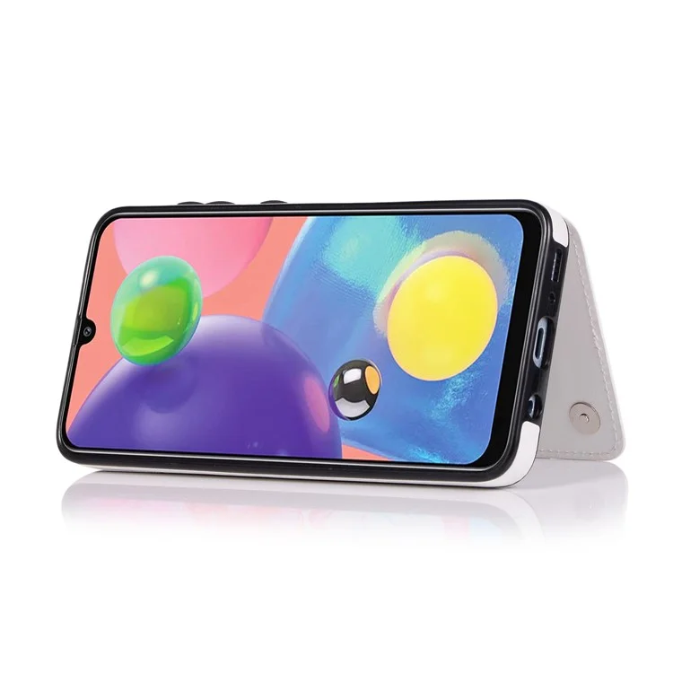 Étui de téléphone en TPU avec revêtement en cuir Crazy Horse et emplacements pour cartes avec support pour Samsung Galaxy A70s - Blanc