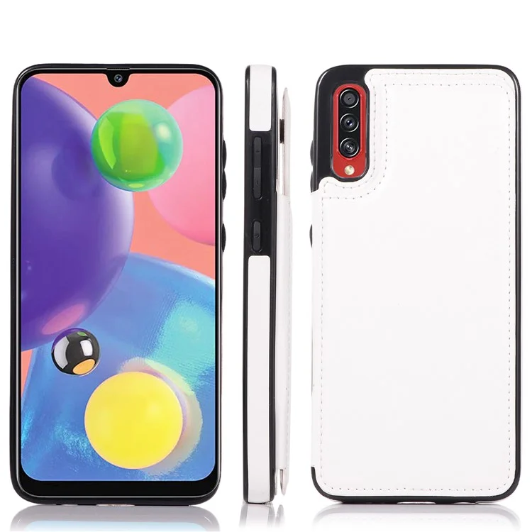 Étui de téléphone en TPU avec revêtement en cuir Crazy Horse et emplacements pour cartes avec support pour Samsung Galaxy A70s - Blanc