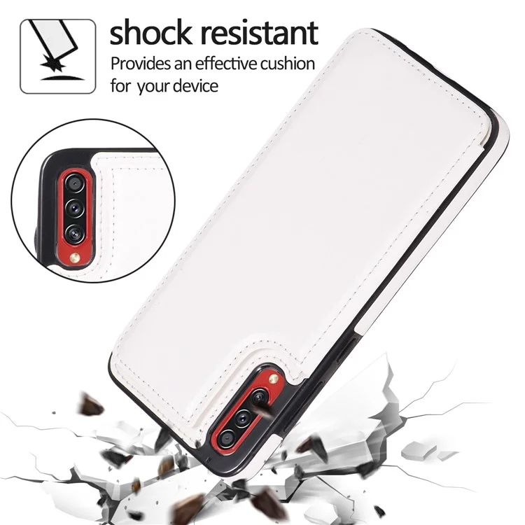 Étui de téléphone en TPU avec revêtement en cuir Crazy Horse et emplacements pour cartes avec support pour Samsung Galaxy A70s - Blanc