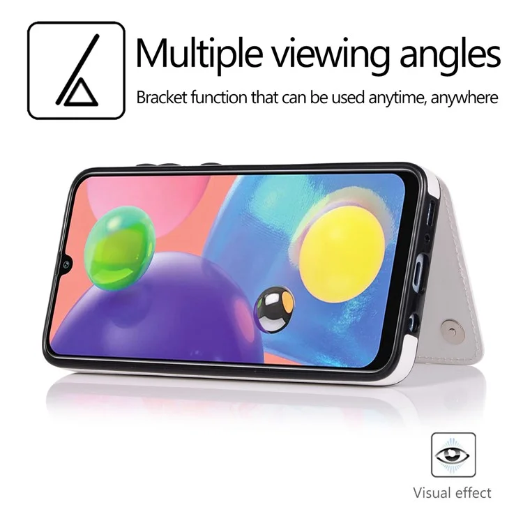 Étui de téléphone en TPU avec revêtement en cuir Crazy Horse et emplacements pour cartes avec support pour Samsung Galaxy A70s - Blanc