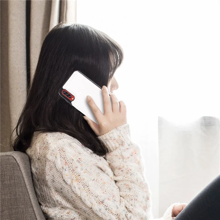 Étui de téléphone en TPU avec revêtement en cuir Crazy Horse et emplacements pour cartes avec support pour Samsung Galaxy A70s - Blanc