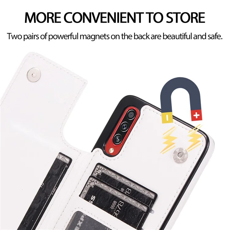 Étui de téléphone en TPU avec revêtement en cuir Crazy Horse et emplacements pour cartes avec support pour Samsung Galaxy A70s - Blanc