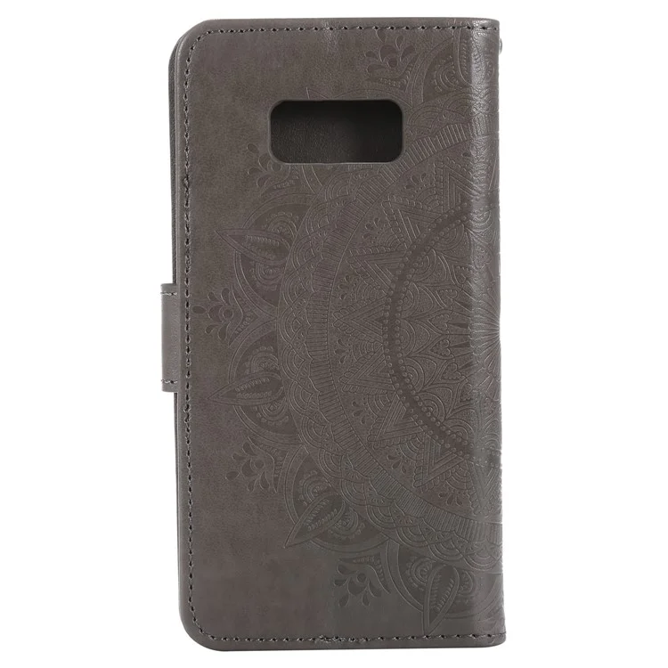 Imprint Flower Magnetic Leather Wallet Case for Samsung Galaxy S8 SM-G950 - Grey