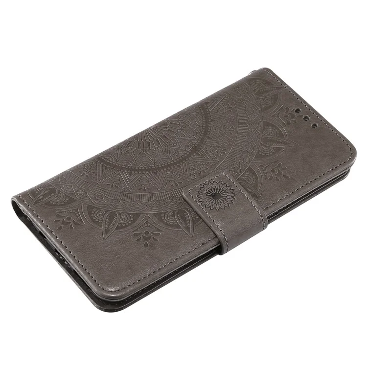 Empreinte Flower Magnetic le Cuir Portefeuille Pour Samsung Galaxy S8 SM-G950 - Gris