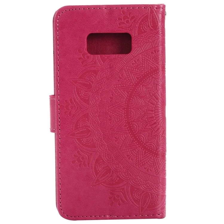 Imprint Flower Magnetic Leather Wallet Case for Samsung Galaxy S8 SM-G950 - Rose