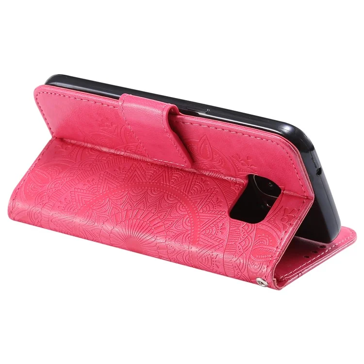 Imprint Flower Magnetic Leather Stand Case for Samsung Galaxy S7 SM-G930 - Rose