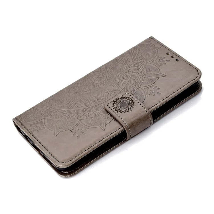 Imprint Flower Leather Wallet Case for Samsung Galaxy S7 edge SM-G935 - Grey