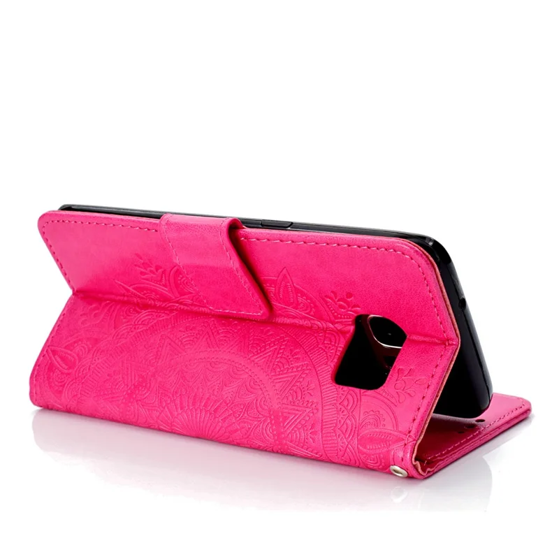 Imprint Flower Leather Wallet Case for Samsung Galaxy S7 edge SM-G935 - Rose
