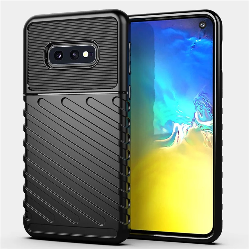 Thunder Series Twill Skin Soft TPU Cool Phone Case for Samsung Galaxy S10e - Black