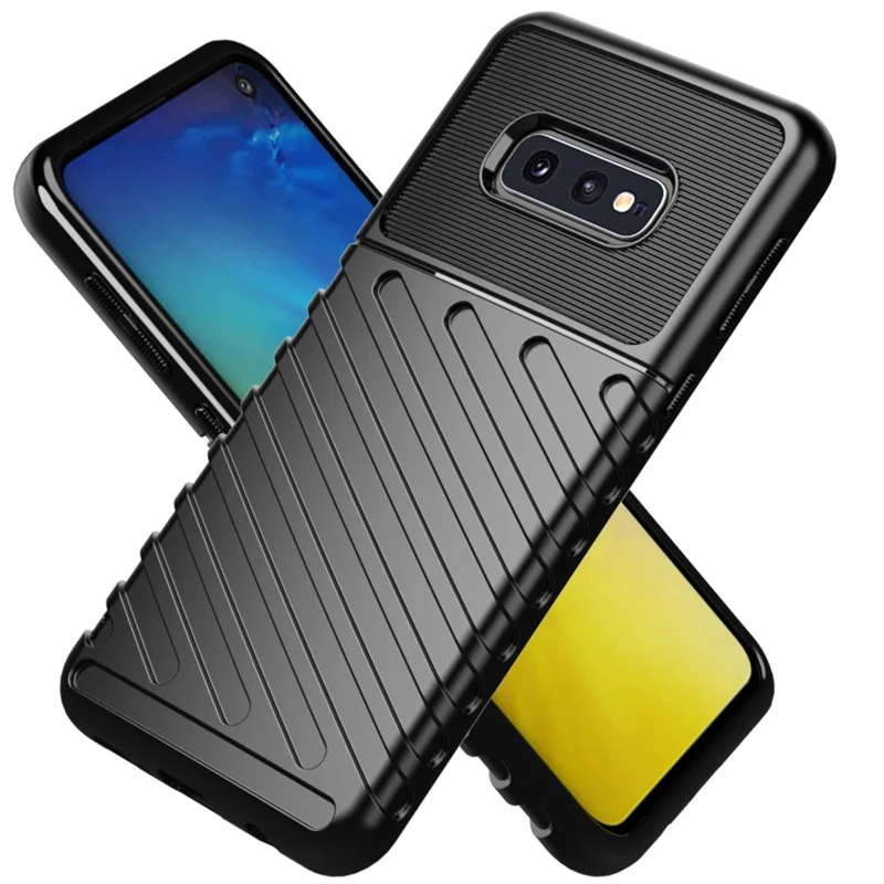 Thunder Series Twill Skin Soft TPU Cool Phone Case for Samsung Galaxy S10e - Black