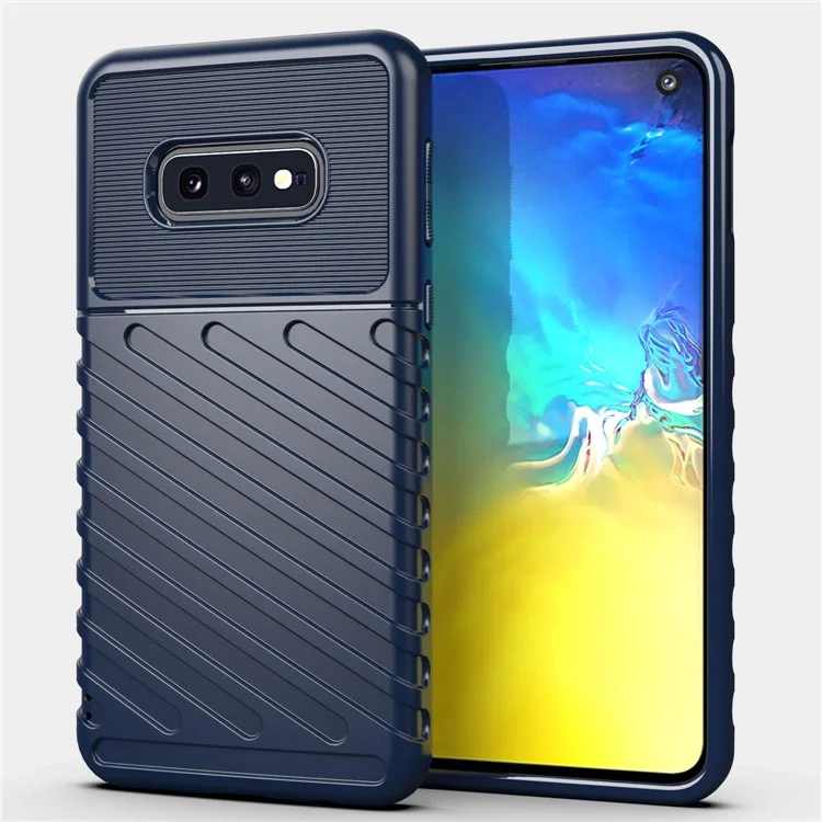 Capa de Telefone TPU Macia Cool da Série Thunder Twill para Samsung Galaxy S10e - Azul