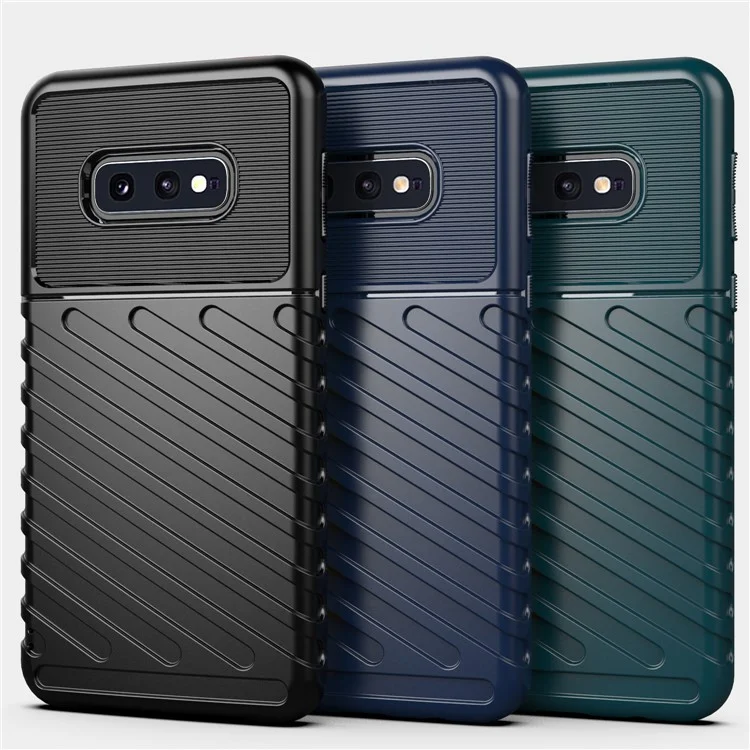 Capa de Telefone TPU Macia Cool da Série Thunder Twill para Samsung Galaxy S10e - Azul