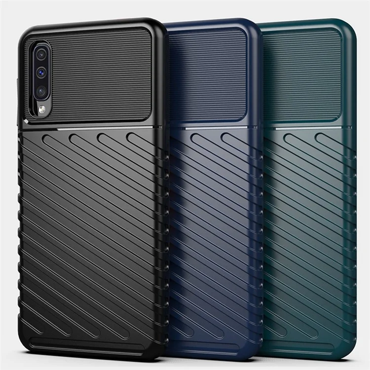 Thunder Series Twill Skin Texture Soft TPU Back Shell para Samsung Galaxy A50/A50s/A30s - Azul