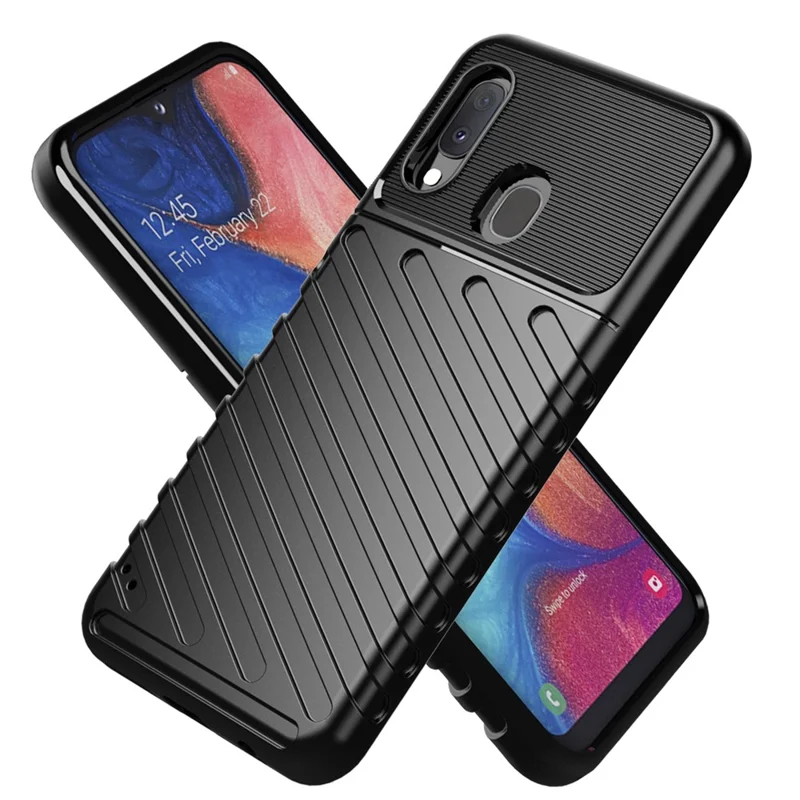 Thunder Series Twill Soft TPU Back Shell for Samsung Galaxy A20e - Black