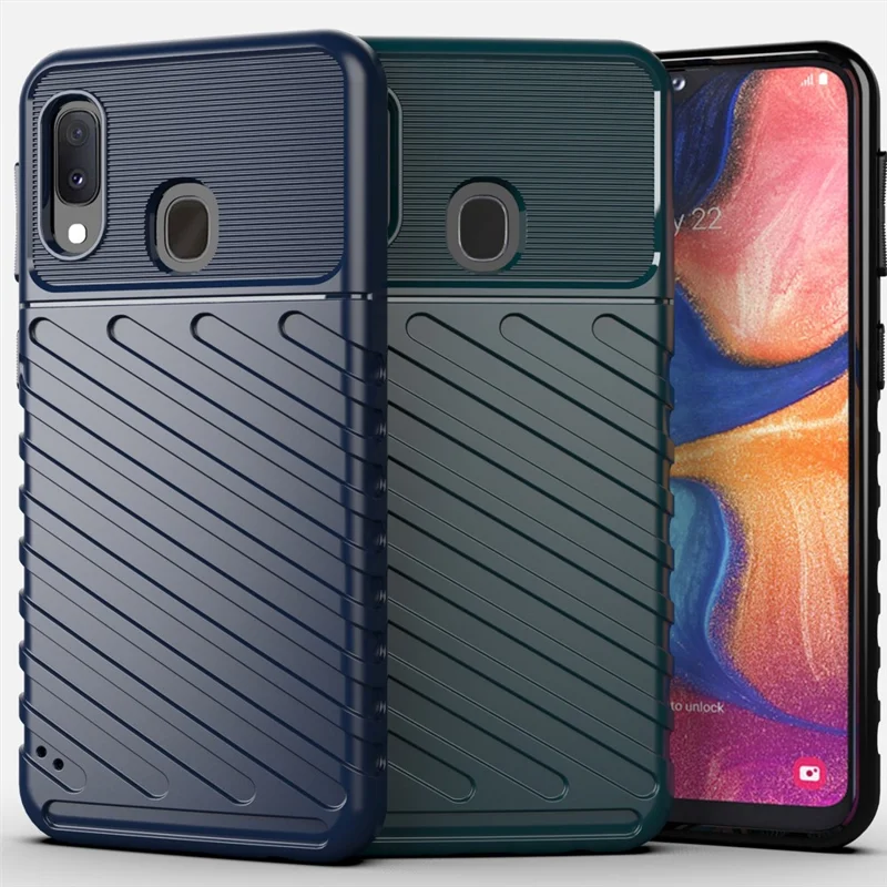 Thunder Series Twill Soft TPU Back Shell for Samsung Galaxy A20e - Black
