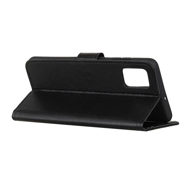 Clássico Litchi Texture PU Leather Wallet Phone Case para Samsung Galaxy A51 - Preto