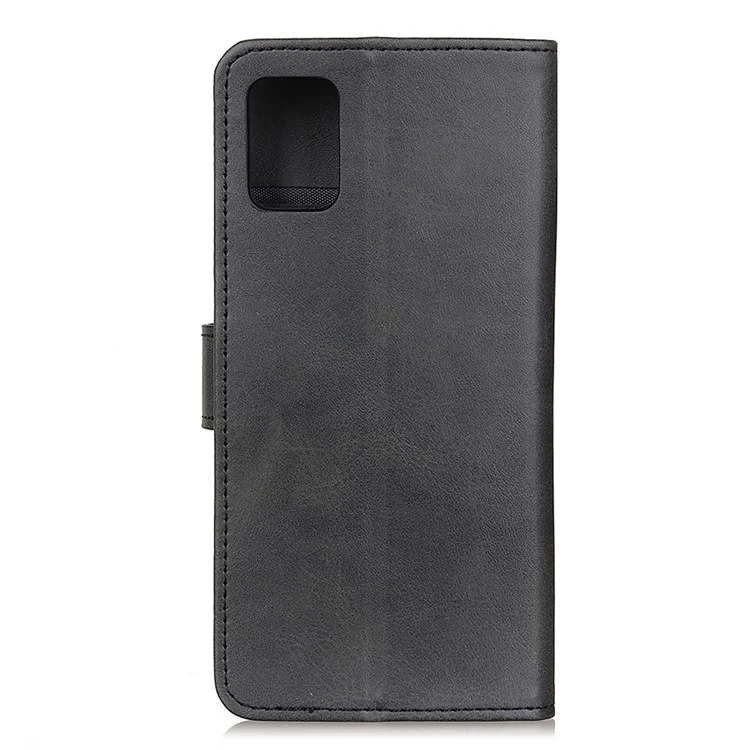 For Samsung Galaxy A51 Protective Phone Case Shockproof Wallet Stand Cover Bi-color Leather Shell - Black