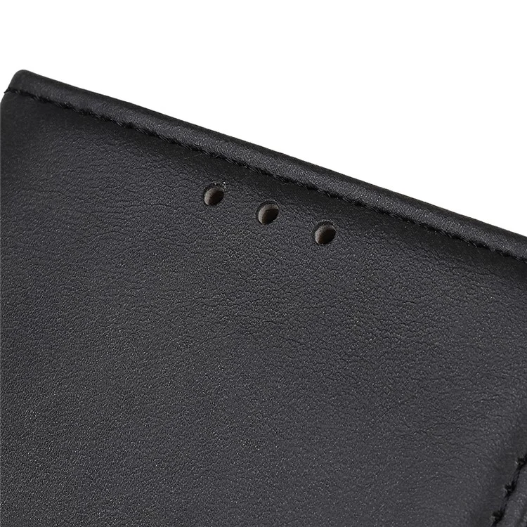 Pour Samsung Galaxy A51 Cas De Téléphone Protecteur Portefeuille Porte-mouton Couvercle Coquille En Cuir BI-COUCHE - Noir