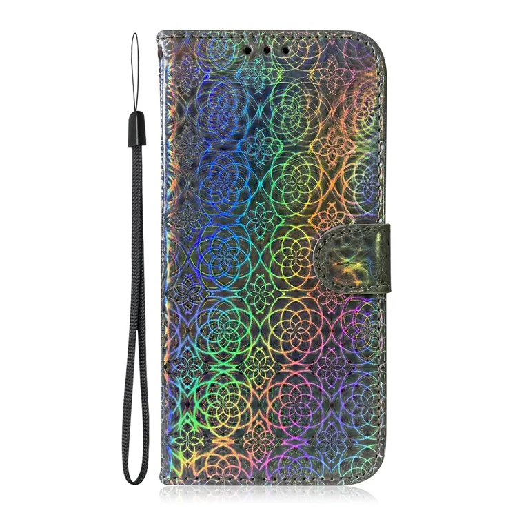 Pure Color Leather Phone Case with Wallet Stand for Samsung Galaxy A51 - Grey