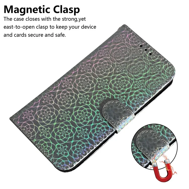 Pure Color Leather Phone Case with Wallet Stand for Samsung Galaxy A51 - Grey