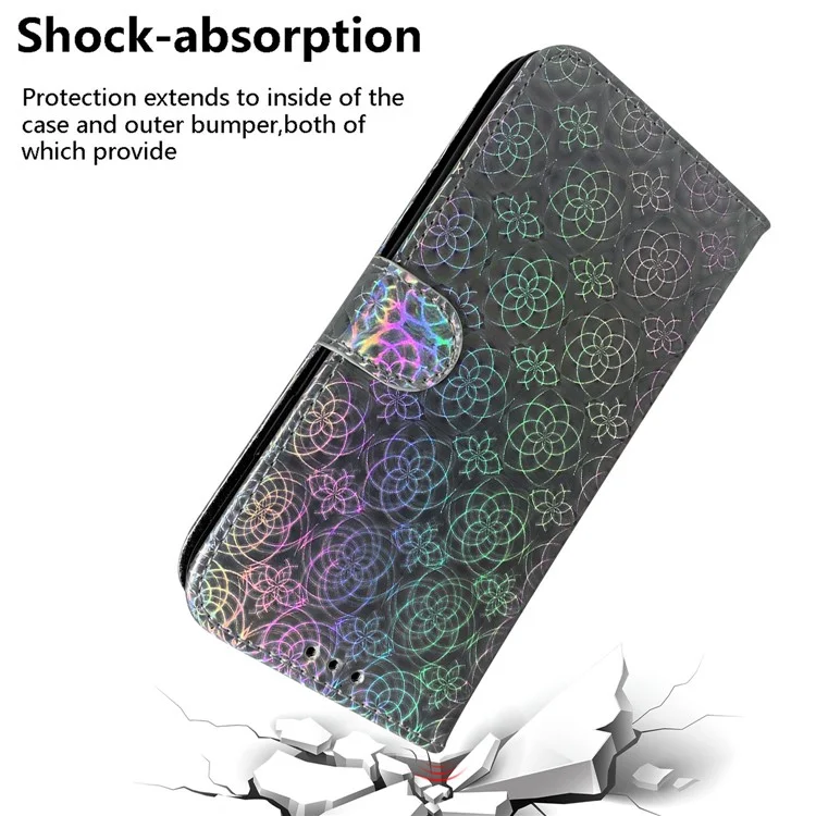 Pure Color Leather Phone Case with Wallet Stand for Samsung Galaxy A51 - Grey