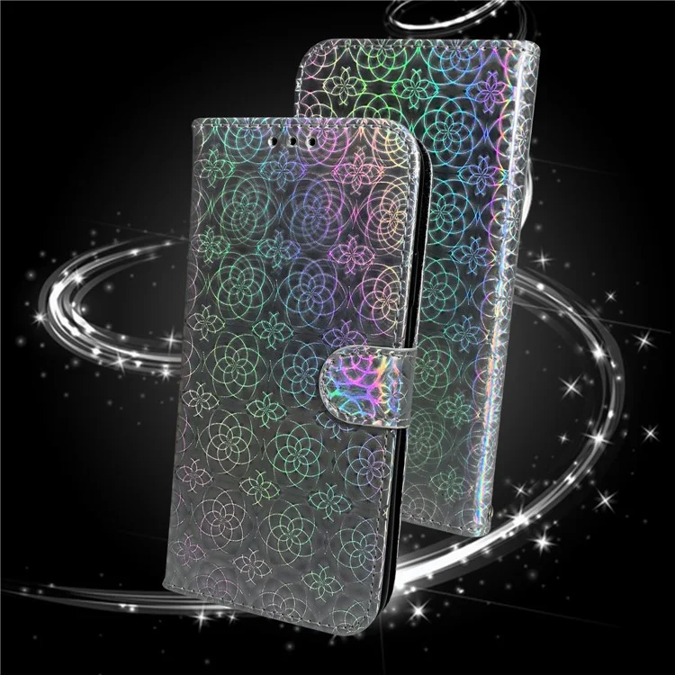 Pure Color Leather Phone Case with Wallet Stand for Samsung Galaxy A51 - Grey