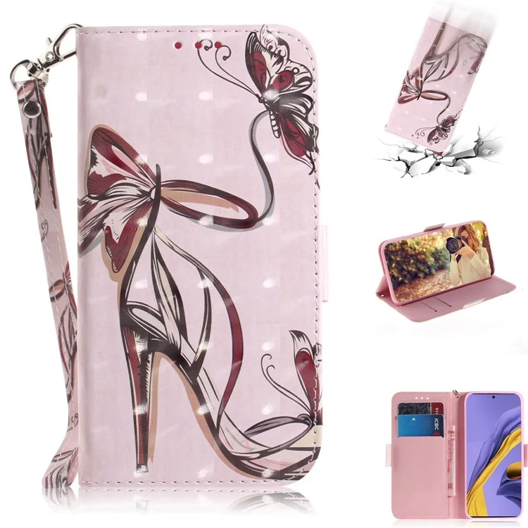 Light Spot Decor Pattern Printing Wallet Leather Case for Samsung Galaxy A51 - High Heels