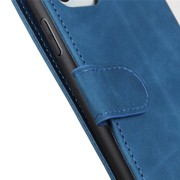 KHAZNEH Retro PU Leather Wallet Mobile Case for Samsung Galaxy A71 - Blue