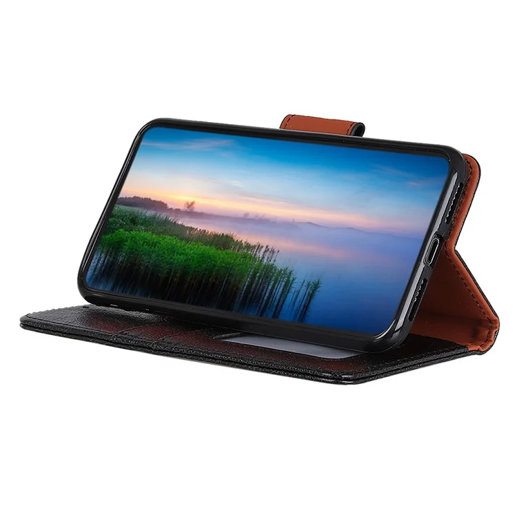 Carteira de Couro Dividido com Textura de Nappa para Samsung Galaxy S20 Plus/S20 Plus 5G - Preto