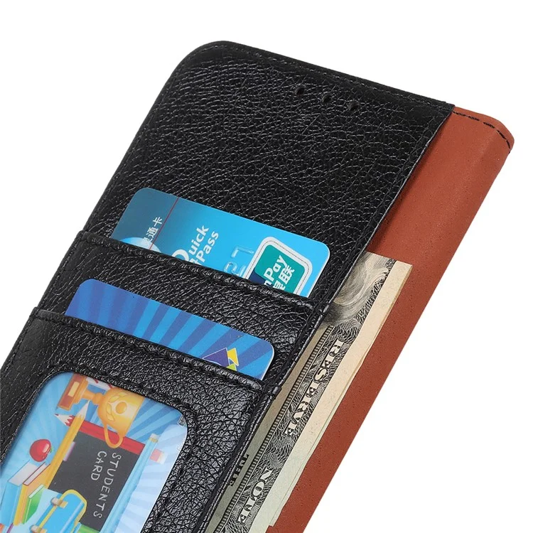 Carteira de Couro Dividido com Textura de Nappa para Samsung Galaxy S20 Plus/S20 Plus 5G - Preto