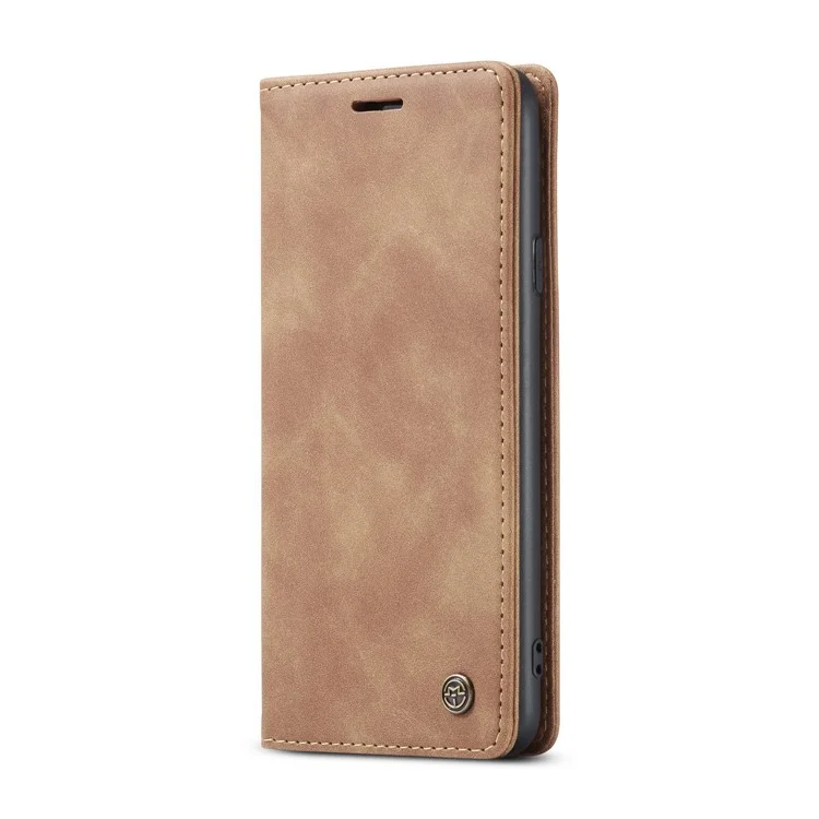 CASEME 013 Series Auto-absorbed Leather Wallet Case with Stand for Samsung Galaxy A20s - Brown