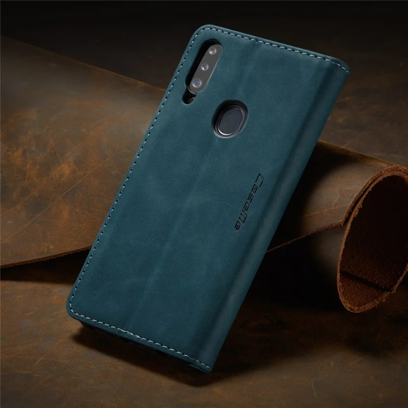 CASEME 013 Series Auto-absorbed Leather Wallet Case with Stand for Samsung Galaxy A20s - Blue