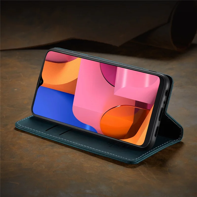 CASEME 013 Series Auto-absorbed Leather Wallet Case with Stand for Samsung Galaxy A20s - Blue