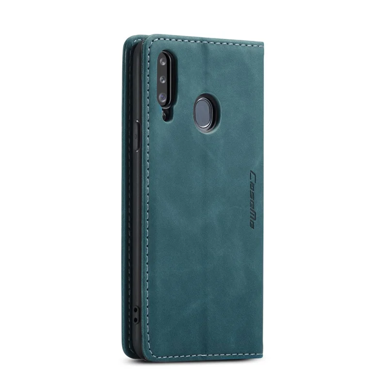CASEME 013 Series Auto-absorbed Leather Wallet Case with Stand for Samsung Galaxy A20s - Blue