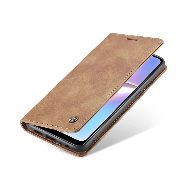 CASEME 013 Series Auto-absorbed Leather Wallet Case with Stand Phone Cover for Samsung Galaxy A10s - Brown