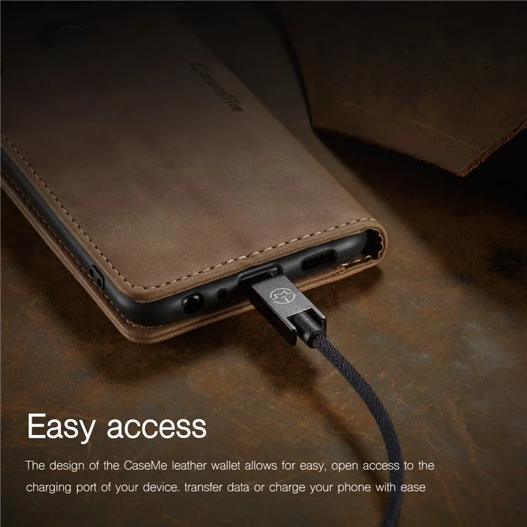 Serie Caseme 013 Custodia in Pelle Auto-assorbita Con Copertura Per Telefono Per Samsung Galaxy A10s - Marrone