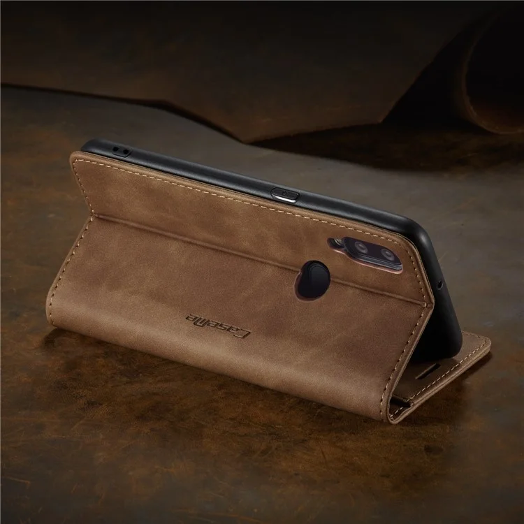 Serie Caseme 013 Custodia in Pelle Auto-assorbita Con Copertura Per Telefono Per Samsung Galaxy A10s - Marrone