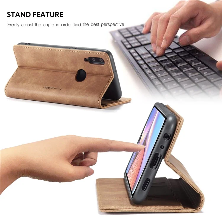 Serie Caseme 013 Custodia in Pelle Auto-assorbita Con Copertura Per Telefono Per Samsung Galaxy A10s - Marrone