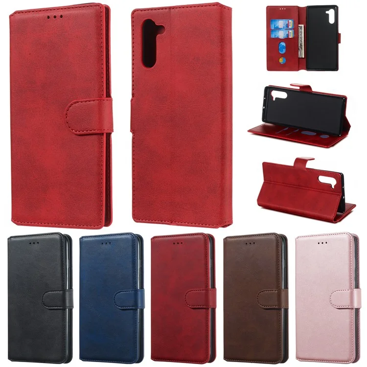 Classic Wallet Leather Stand Téléphone Pour Samsung Galaxy Note 10 / Note 10 5G - Rouge