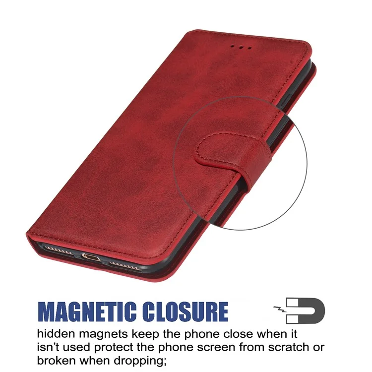 Klassische Brieftaschen -leder -stand -telefongehäuse Für Samsung Galaxy Note 10/Note 10 5g - Rot