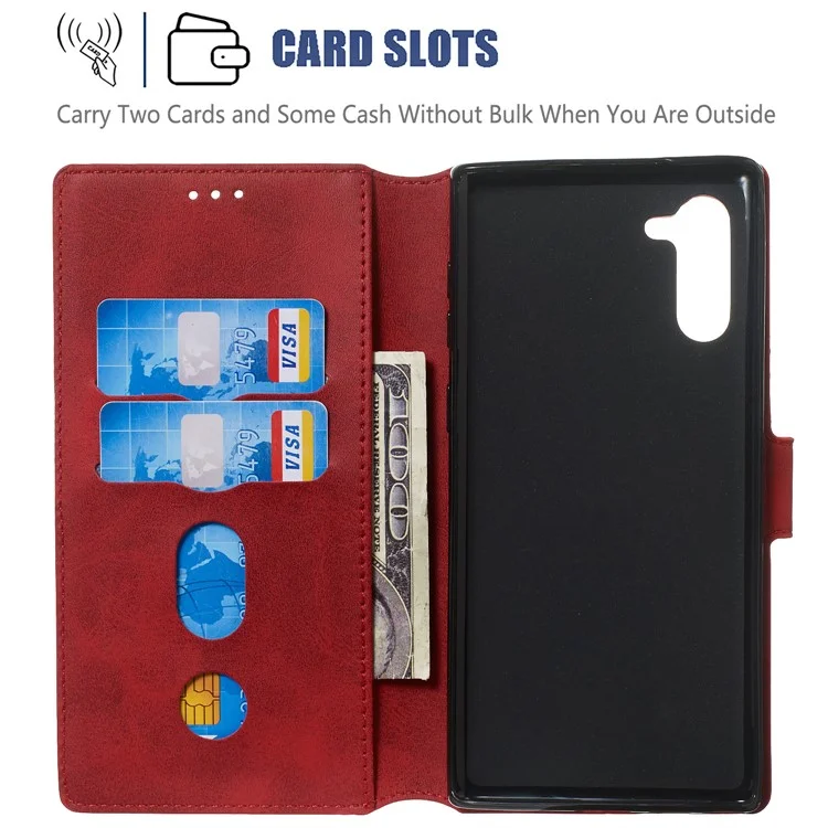 Classic Wallet Leather Stand Téléphone Pour Samsung Galaxy Note 10 / Note 10 5G - Rouge